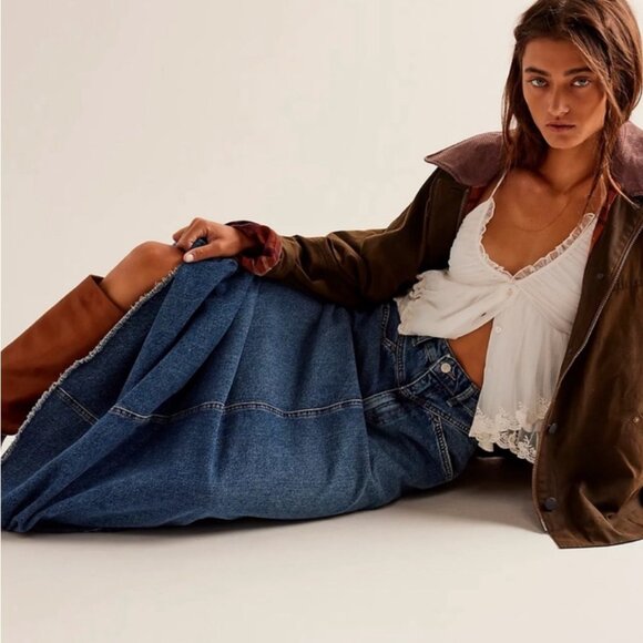 Free People We The Free Come As You Are Denim Maxi Skirt Size 6 - Picture 3 of 14